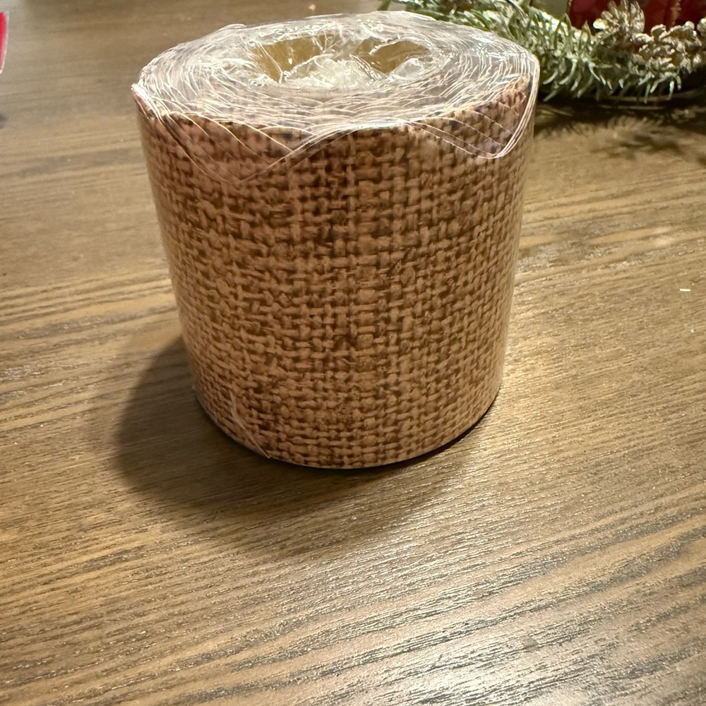 Burlap Look Decorative Border Roll - Natural Tan